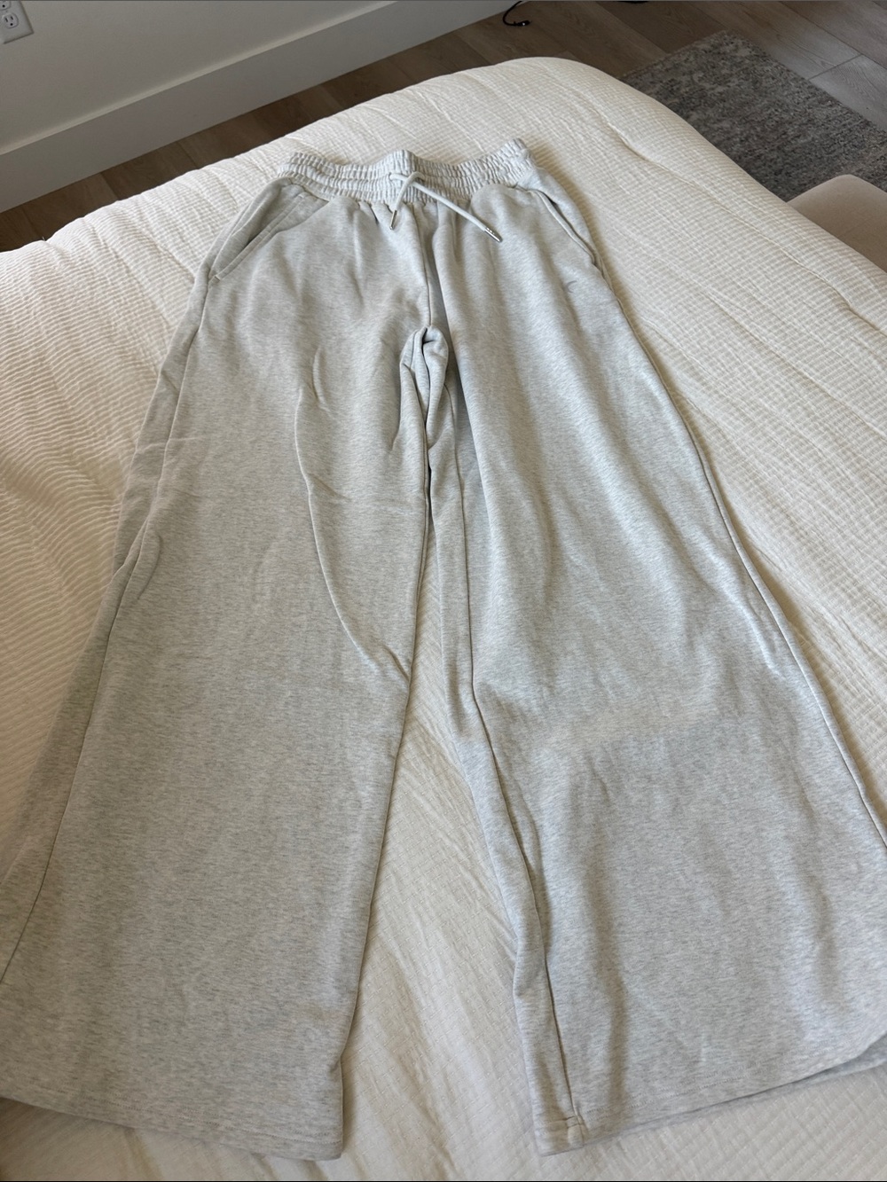 ZYIA Light Gray Wide-Leg Track Pants